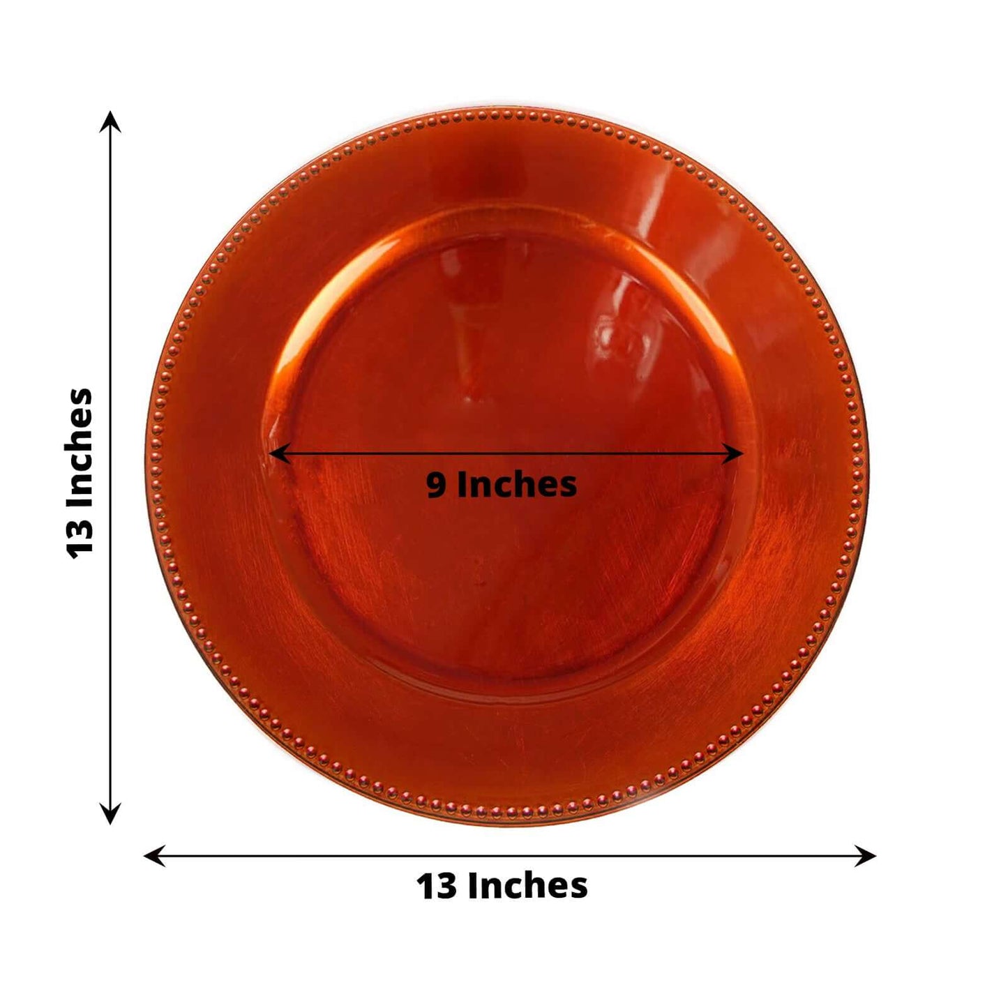 6-Pack Acrylic Round Charger Plates 13" in Orange with Beaded Rim, Dinner Charger Event Tabletop Decor