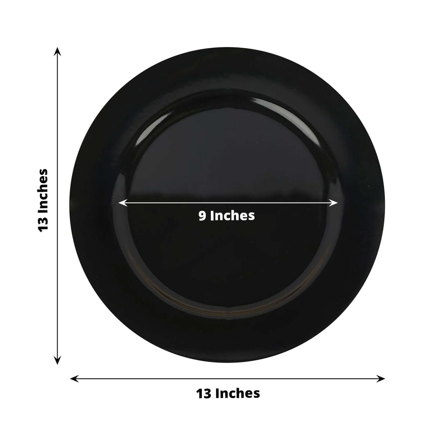 6-Pack Acrylic Round Charger Plates 13" in Black, Dinner Party Decor Charger Tableware