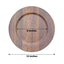 6-Pack Plastic Round Charger Plates 13" in Dark Brown with Faux Wood Finish, Rustic Boho Chic Dinner Party Charger Tableware