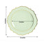 10-Pack Economy Plastic Round Charger Plates 13" in Sage Green with Gold Scalloped Rim, Decorative Dinner Party Serving Plates