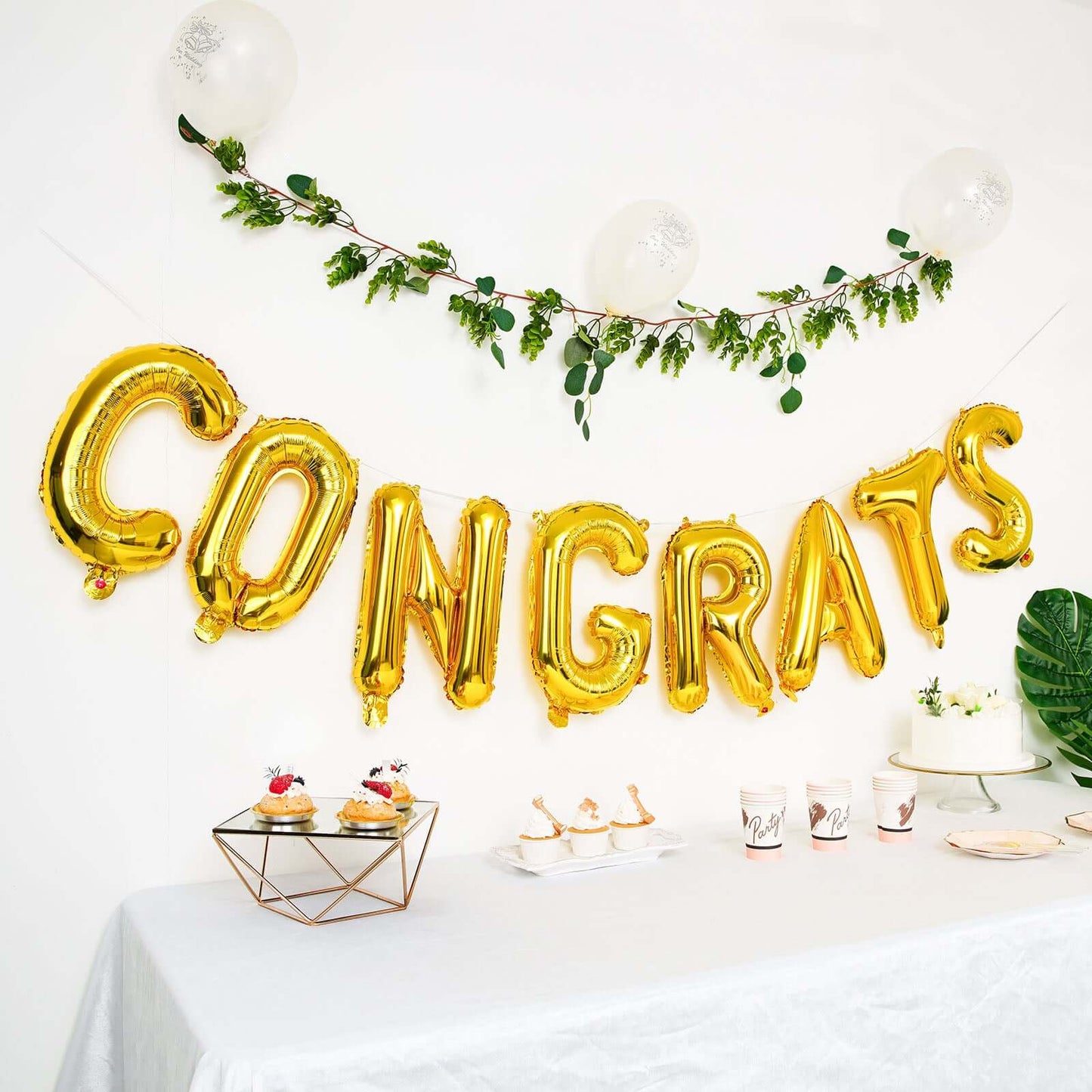 13" Ready-To-Use Shiny Gold "Congrats" Mylar Foil Balloon Banner Sign