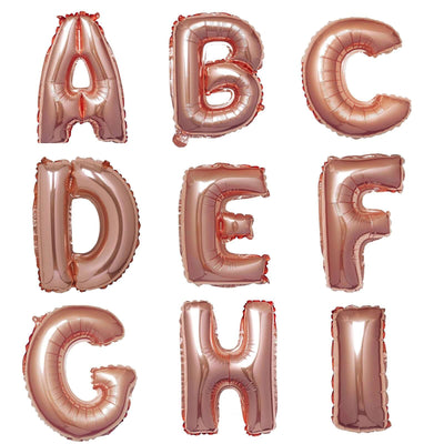 13’’ Rose Gold Letter Balloons Metallic Mylar Foil Alphabet Balloons - Decorations