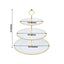 14" White 3-Tier Plastic Dessert Display Stand With Gold Beaded Rim, Round Cupcake Tower Tea Party Serving Platter With Top Handle