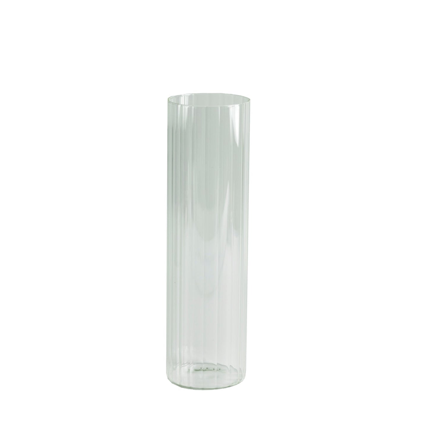 14’’ Ribbed Cylinder Glass Vases 6-Pack â€“ Tall Clear Decorative Vases for Dining Tables Mantels & Modern Interiors