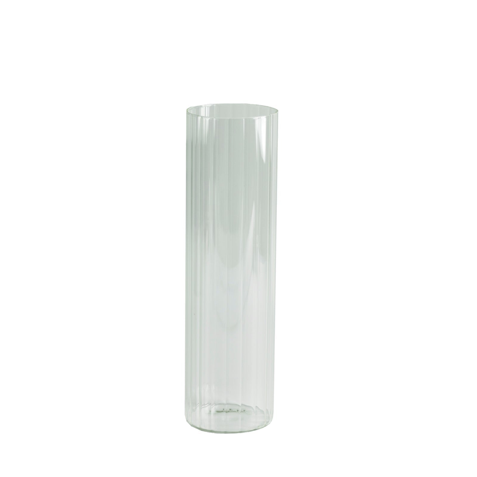 14’’ Ribbed Cylinder Glass Vases 6-Pack â€“ Tall Clear Decorative Vases for Dining Tables Mantels & Modern Interiors