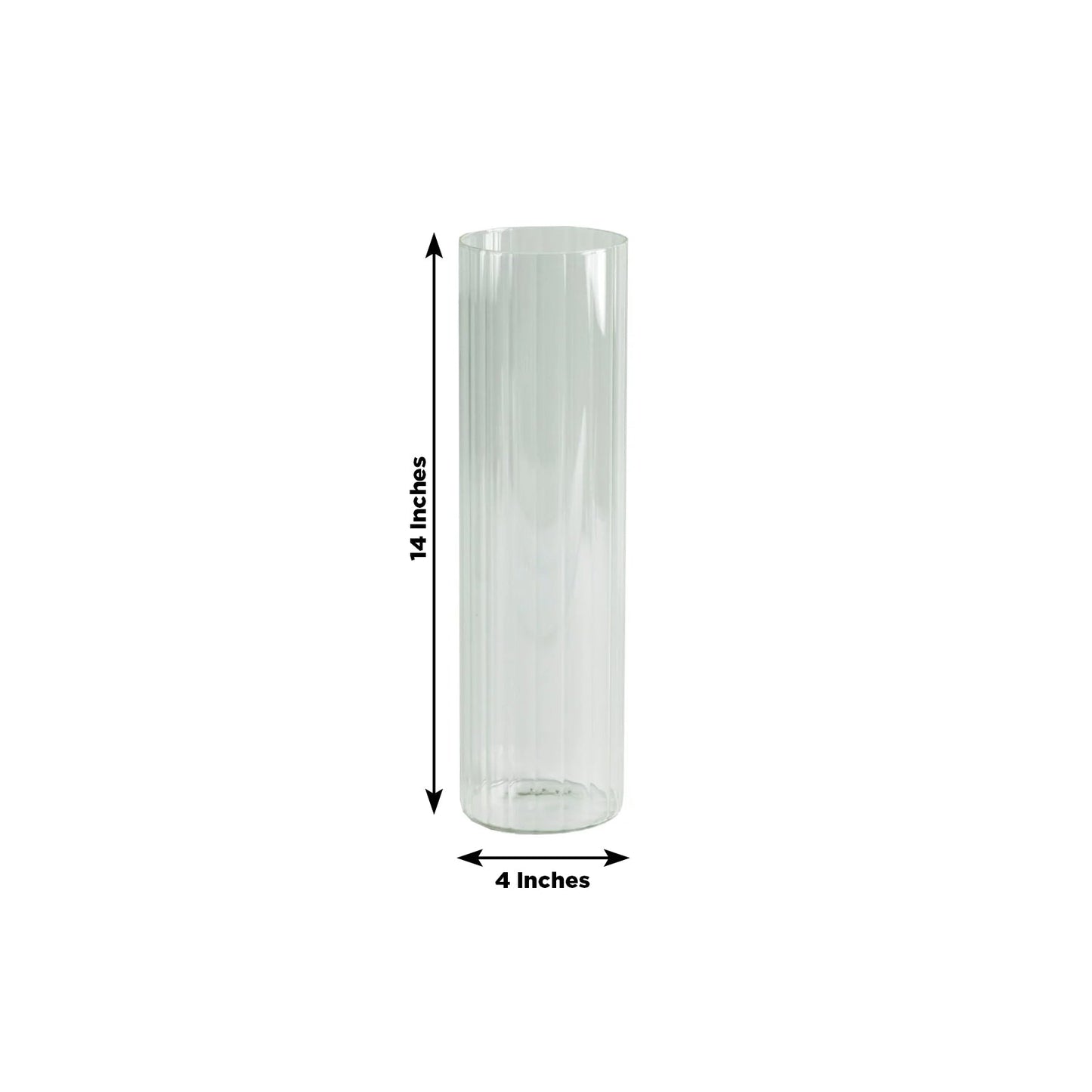 14’’ Ribbed Cylinder Glass Vases 6-Pack â€“ Tall Clear Decorative Vases for Dining Tables Mantels & Modern Interiors