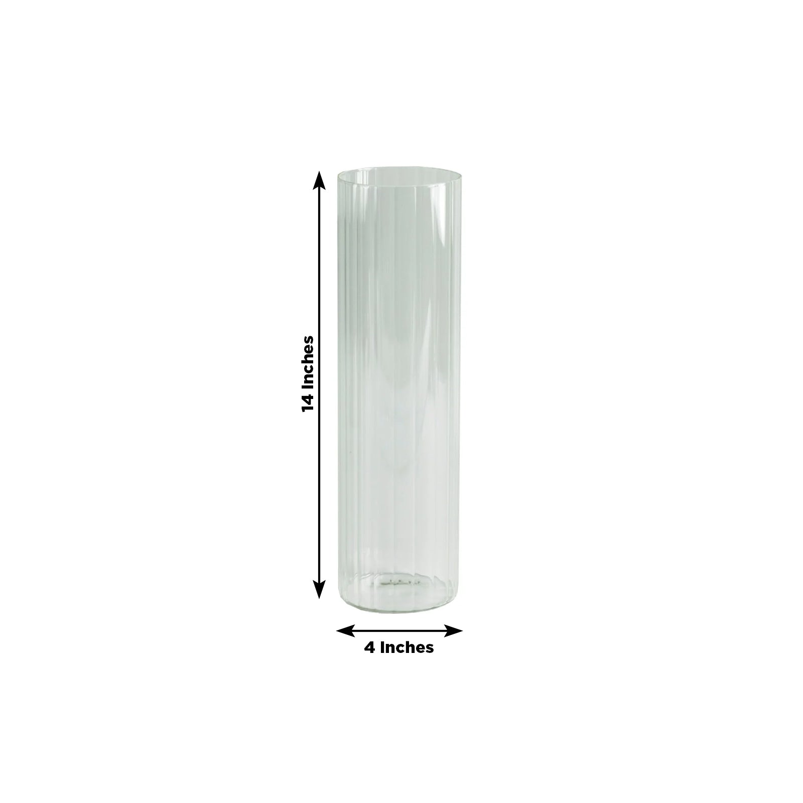 14’’ Ribbed Cylinder Glass Vases 6-Pack â€“ Tall Clear Decorative Vases for Dining Tables Mantels & Modern Interiors