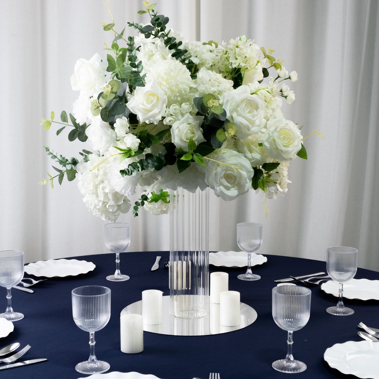 14’’ Ribbed Cylinder Glass Vases 6-Pack â€“ Tall Clear Decorative Vases for Dining Tables Mantels & Modern Interiors