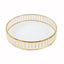 14’’ Round Gold Cake Stand with Hanging Crystal Beads and Glass Top â€“ Metal Dessert Display Tray - Cake Stands