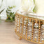 14’’ Round Gold Cake Stand with Hanging Crystal Beads and Glass Top â€“ Metal Dessert Display Tray - Cake Stands