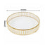14’’ Round Gold Cake Stand with Hanging Crystal Beads and Glass Top â€“ Metal Dessert Display Tray - Cake Stands
