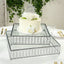 14’’ Square Silver Cake Stand with Hanging Crystal Beads and Glass Top â€“ Metal Dessert Display Tray - Cake Stands