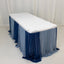 14ft Sheer Pleated Ruffle Skirting Chiffon Table Skirt - Navy Blue and Dusty Blue, Shimmer Sheer, Wrinkle-Free Fabric