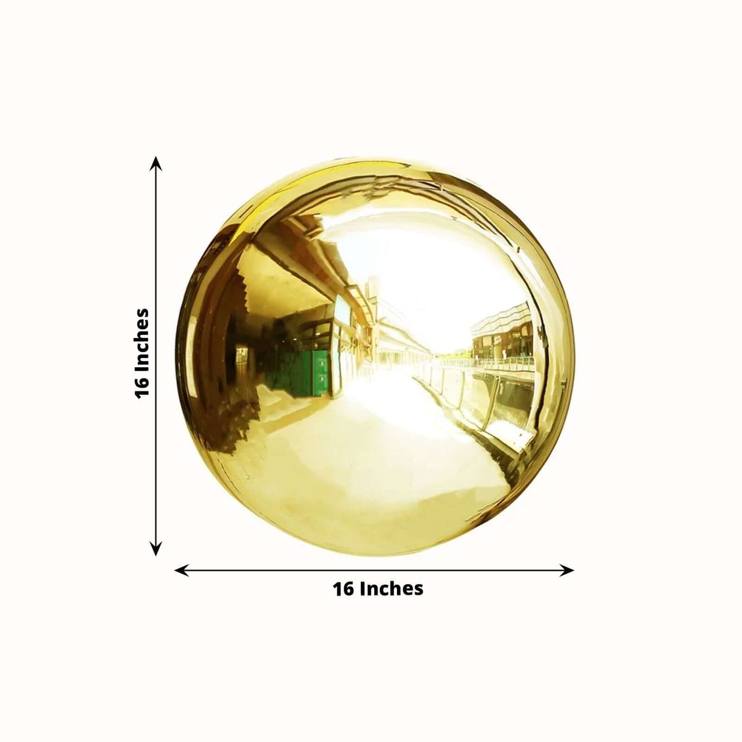 Gazing Globe Mirror Ball Reflective Hollow Stainless Steel Gold Sphere - Decorative Garden Display Piece 16"