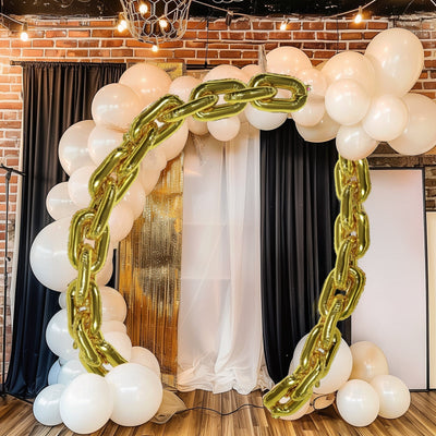 16ft Jumbo Chain Link Balloons in Gold 30pack Durable Foil Chain Balloons for 90s Hip Hop Party Decorations Event Decor