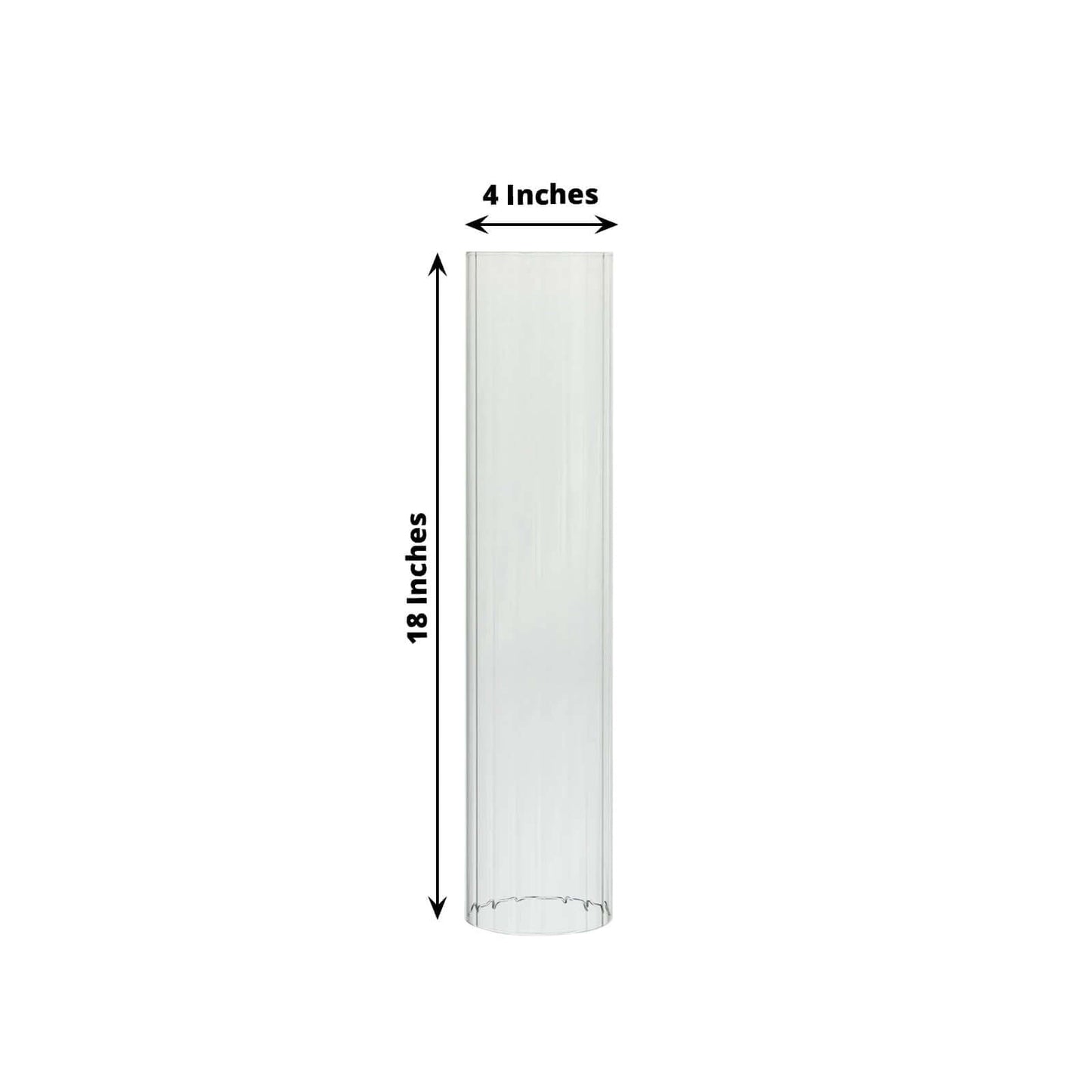 2-Pack Clear Ribbed Glass Hurricane Shades Open End Design - Stylish Candelabra Pillar Candle Holder Table Centerpiece 18"