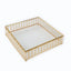 18’’ Square Gold Cake Stand with Hanging Crystal Beads and Glass Top â€“ Metal Dessert Display Tray - Cake Stands
