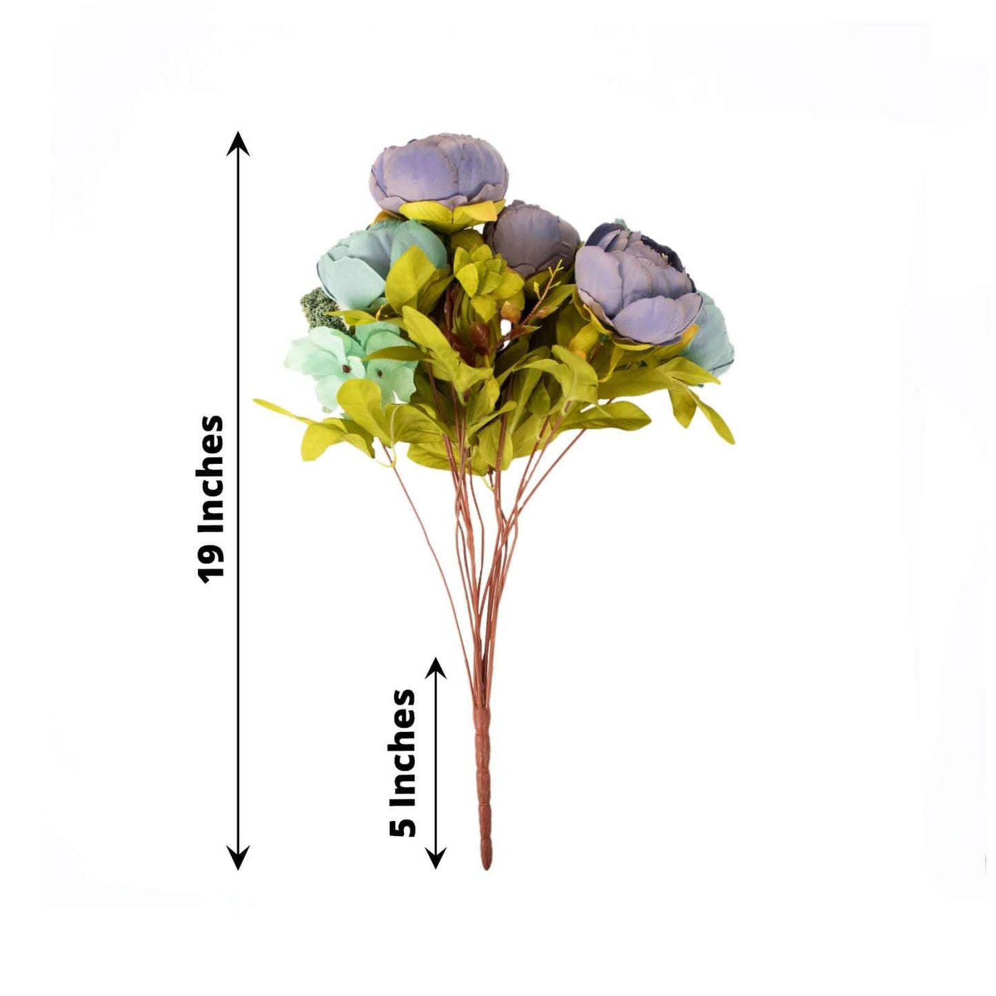 2 Pack 19" Dusty Blue Artificial Peony Flower Wedding Bouquets, Faux Silk Flower Arrangements