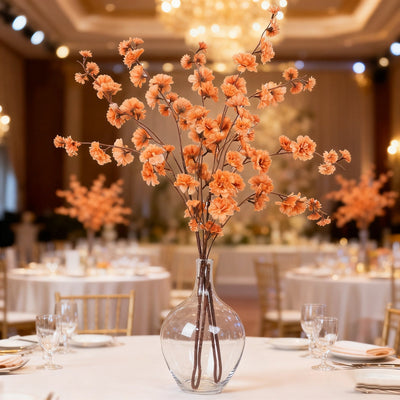 2 Branches 42’’ Tall Terracotta (Rust) Artificial Silk Carnation Flower Stems - Silk Flowers