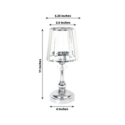 2-Pack 11’’ Crystal Pendant Candle Holders - Classic Empire Lamp Shade Style in Silver Votive Candle Stand For Table