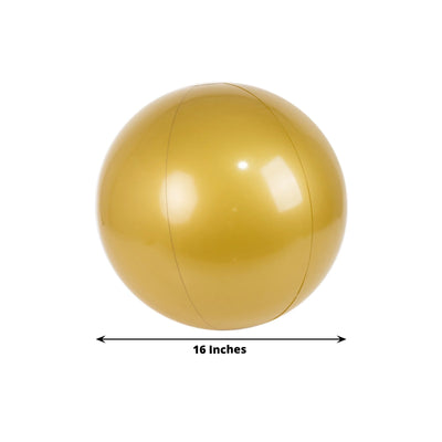 2 Pack 16’’ Inflatable Gold Decorative Balls - Round Vinyl Pool and Party Balls Lightweight & Fun - Decorations