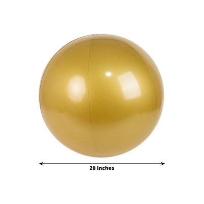 2 Pack 20’’ Inflatable Gold Decorative Balls - Round Vinyl Pool and Party Balls Lightweight & Fun - Decorations
