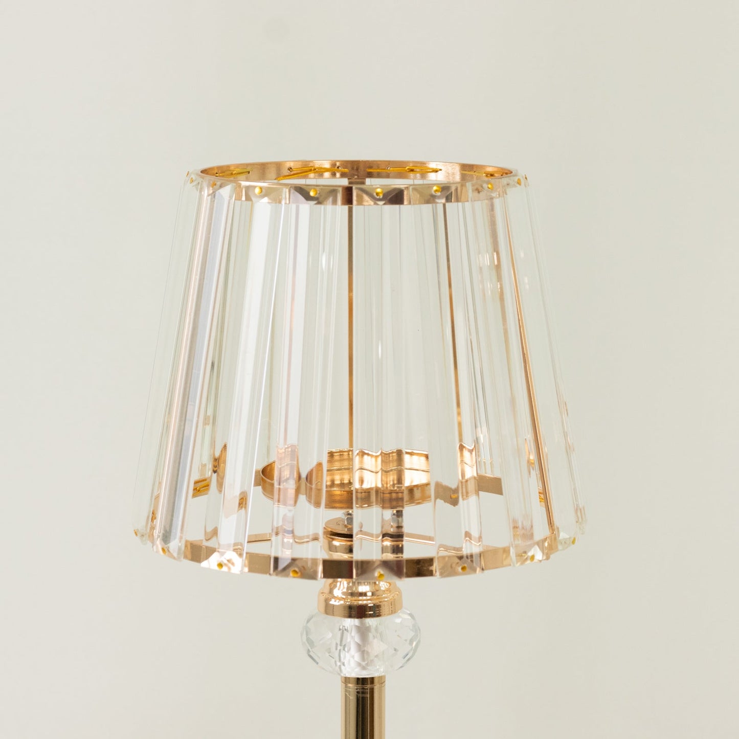 2-Pack 25’’ Crystal Pendant Candle Holders Classic Empire Lamp Shade Style in Gold Votive Candle Stand for Table