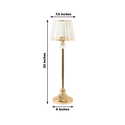2-Pack 25’’ Crystal Pendant Candle Holders Classic Empire Lamp Shade Style in Gold Votive Candle Stand for Table