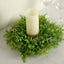 2 Pack 4" Green Artificial Fern Leaf Mix Pillar Candle Ring Wreaths