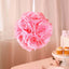 2 Pack 7" Pink Artificial Silk Rose Kissing Ball, Faux Flower Ball