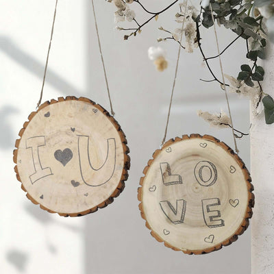 2 Pack 8’’ Dia Natural Blank Hanging DIY Wood Sign Round Wood Plaques - Decorations
