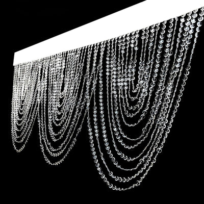 2 Pack Acrylic Crystal Beaded Curtain Valance with Polyester Rod Pocket 23’’x42’’ Triple Swag Diamond Cut Doorway
