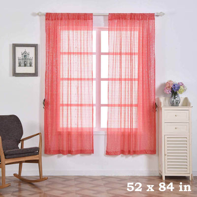 2 Pack Coral Sequin Curtains With Rod Pocket Window Treatment Panels - 52"x84â€