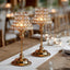 2 Pack Crystal Beaded Candle Holders â€“ 12’’ Tall Gold Metal Centerpieces with Lamp-Inspired Shade for Tables & Events