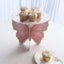 2-Pack Foam Board Cake Stands White/Pink Glitter Butterfly with Floral Print -for Garden Party Birthday & Event Decor