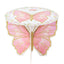 2-Pack Foam Board Cake Stands White/Pink Glitter Butterfly with Floral Print -for Garden Party Birthday & Event Decor