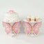 2-Pack Foam Board Cake Stands White/Pink Glitter Butterfly with Floral Print -for Garden Party Birthday & Event Decor