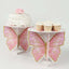 2-Pack Foam Board Cake Stands White/Pink Glitter Butterfly with Floral Print -for Garden Party Birthday & Event Decor