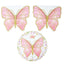 2-Pack Foam Board Cake Stands White/Pink Glitter Butterfly with Floral Print -for Garden Party Birthday & Event Decor