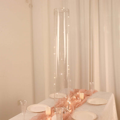 2-Pack Glass Flower Vases Cylinder Design Heavy Duty Clear - Stylish Centerpieces for Weddings 40"