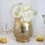 2-Pack Glass Hurricane Vases Bell Shaped Crackle Gold Curvy Design - Stylish Candle Holder Centerpieces 8"