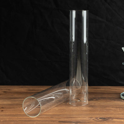 2-Pack Glass Pillar Hurricane Candle Shades - Clear Chimney Tube with 2.25’’ Wide Open Ends 12’’ - Centerpieces
