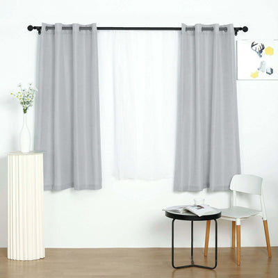 2 Pack Handmade Silver Faux Linen Curtains 52"x64", Curtain Panels With Chrome Grommets