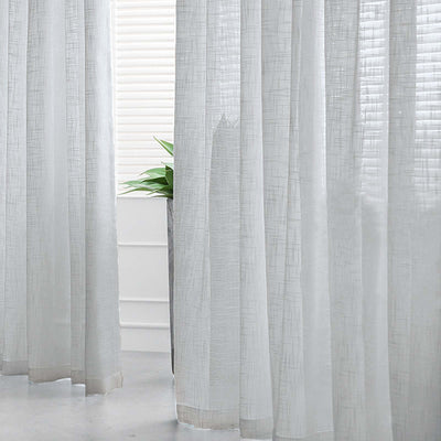 2 Pack Handmade Silver Faux Linen Curtains 52"x96", Curtain Panels With Chrome Grommets