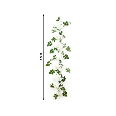 2-Pack Ivory Artificial Hydrangea Garland 5.5ft â€“ Artificial Silk Floral Vine with Green Leaves - Flower Garlands