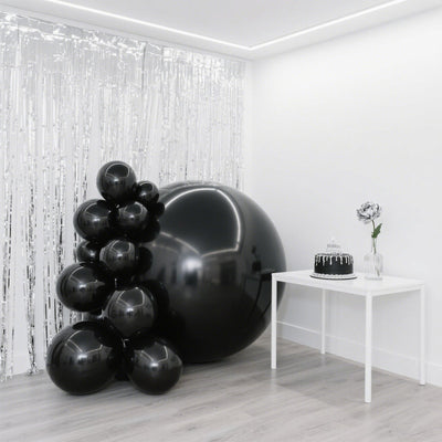 2-Pack Metallic Black Sphere Balloons 43’’ Orbz Mylar Balloons Helium or Air-Filled Party Supplies - Decorations