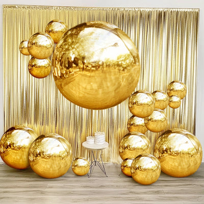2-Pack Metallic Gold Sphere Balloons 43’’ Orbz Mylar Balloons Helium or Air-Filled Party Supplies - Decorations