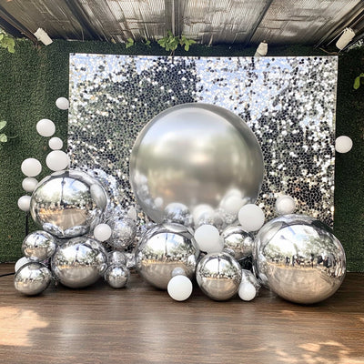 2-Pack Metallic Silver Sphere Balloons 43’’ Orbz Mylar Balloons Helium or Air-Filled Party Supplies - Decorations