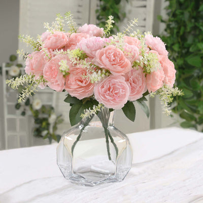 2-Pack Silk Peony Bouquet 14’’ Blush â€“ Lifelike Artificial Flower Arrangement for Vase Display Events & Everyday