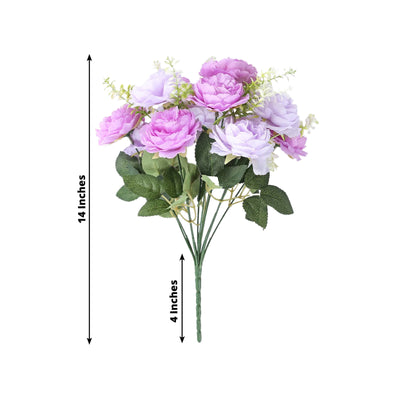 2-Pack Silk Peony Bouquet 14’’ Lavender Lilac â€“ Lifelike Artificial Flower Arrangement for Vase Display Events &